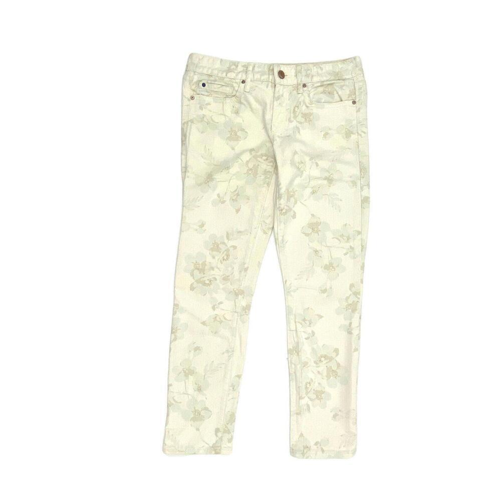 Gap Always Skinny Women's size‎ 26P Light Beige Flower Pattern Denim Jeans